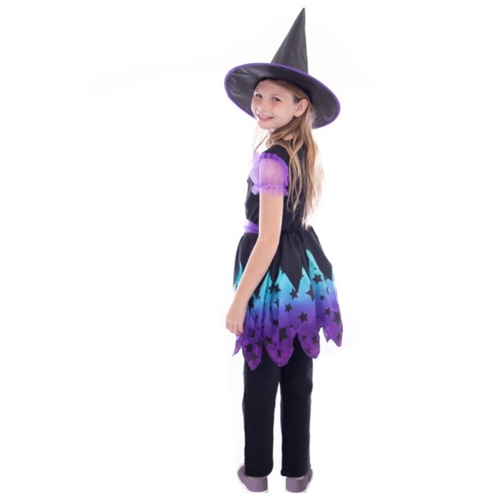 NWT Boo! Inc. Enchanting Witch Costume Girls Size 7-9 Dress & Hat‎ Halloween - Picture 2 of 6